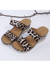Dark Camel Leopard Open Toe Low Heel Sliders