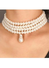 Layered Deisgn White Pearl Detail Necklace