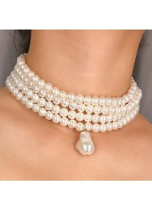 Layered Deisgn White Pearl Detail Necklace