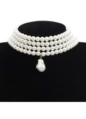 Layered Deisgn White Pearl Detail Necklace