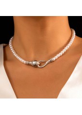 Pearl Detail White Geometric Pattern Necklace