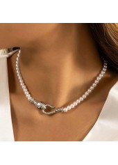 Pearl Detail White Geometric Pattern Necklace