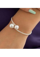 Pearl Rhinestone Detail Silvery White Bracelet