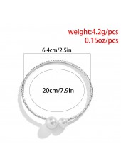 Pearl Rhinestone Detail Silvery White Bracelet