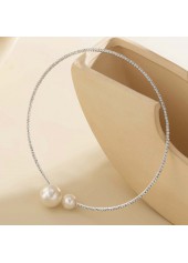 Asymmetric Design Silvery White Pearl Detail Necklace