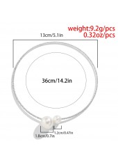 Asymmetric Design Silvery White Pearl Detail Necklace