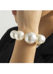 Pearl Detail White Asymmetric Design Bracelet
