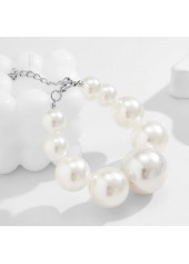 Pearl Detail White Asymmetric Design Bracelet