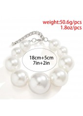 Pearl Detail White Asymmetric Design Bracelet