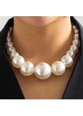 Pearl Detail White Asymmetric Design Necklace