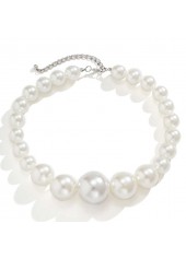 Pearl Detail White Asymmetric Design Necklace