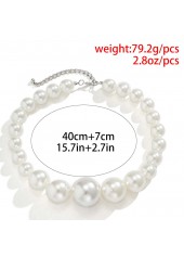 Pearl Detail White Asymmetric Design Necklace