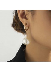 Pearl Design White Metal Ring Detail Earrings