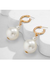 Pearl Design White Metal Ring Detail Earrings