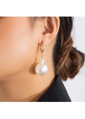 Pearl Design White Metal Ring Detail Earrings