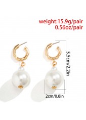 Pearl Design White Metal Ring Detail Earrings