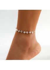 Copper Detail Silvery White Geometric Pattern Anklet