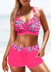Mid Waisted Zebra Stripe Print Bikini Set