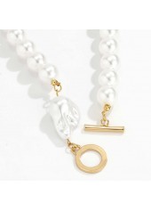 Pearl Detail White Geometric Pattern Necklace