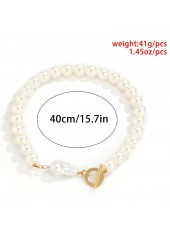 Pearl Detail White Geometric Pattern Necklace