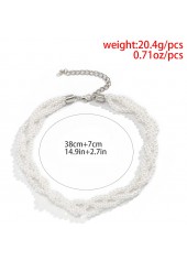 Pearl Design White Geometric Pattern Necklace