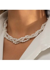 Pearl Design White Geometric Pattern Necklace