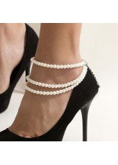 Pearl Detail White Layered Design Anklet