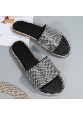 Black Open Toe Falt Sepuins Slippers