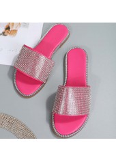 Pink Open Toe Falt Sepuins Slippers