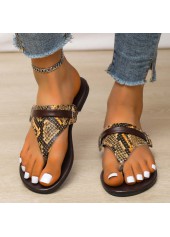 Falt Dark Coffee Leopard Toe Post Slippers