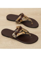 Falt Dark Coffee Leopard Toe Post Slippers