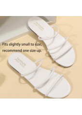 Striped White Open Toe Falt Sliders