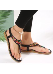 Toe Post Low Heel Black Flip Flops
