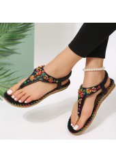 Toe Post Low Heel Black Flip Flops