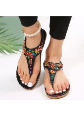 Toe Post Low Heel Black Flip Flops