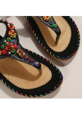 Toe Post Low Heel Black Flip Flops