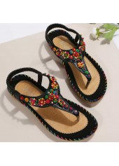 Toe Post Low Heel Black Flip Flops