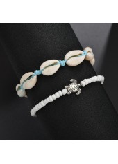 Layered Design White Round Anklet Set