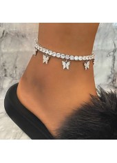 Bow Design Alloy Detail Silver Anklet