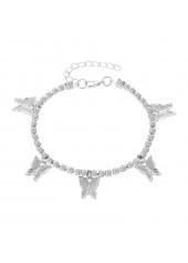 Bow Design Alloy Detail Silver Anklet