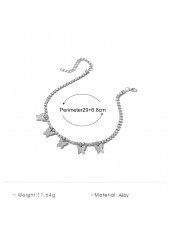 Bow Design Alloy Detail Silver Anklet