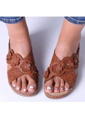 Mid Heel Dark Coffee Open Toe Slippers