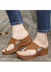 Toe Post Dark Camel Mid Heel Flip Flops