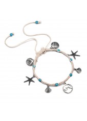 Silver Shell and Starfish Detail Anklet