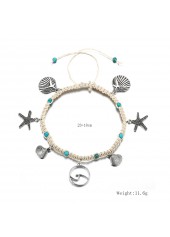 Silver Shell and Starfish Detail Anklet