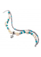 Beads Conch Design Silver Round Anklet Set