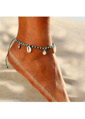 Conch Detail Blue Beads Design Anklet