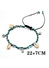 Conch Detail Blue Beads Design Anklet