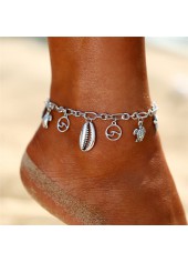 Starfish and Turtle Silver Chain Anklet