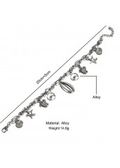 Starfish and Turtle Silver Chain Anklet